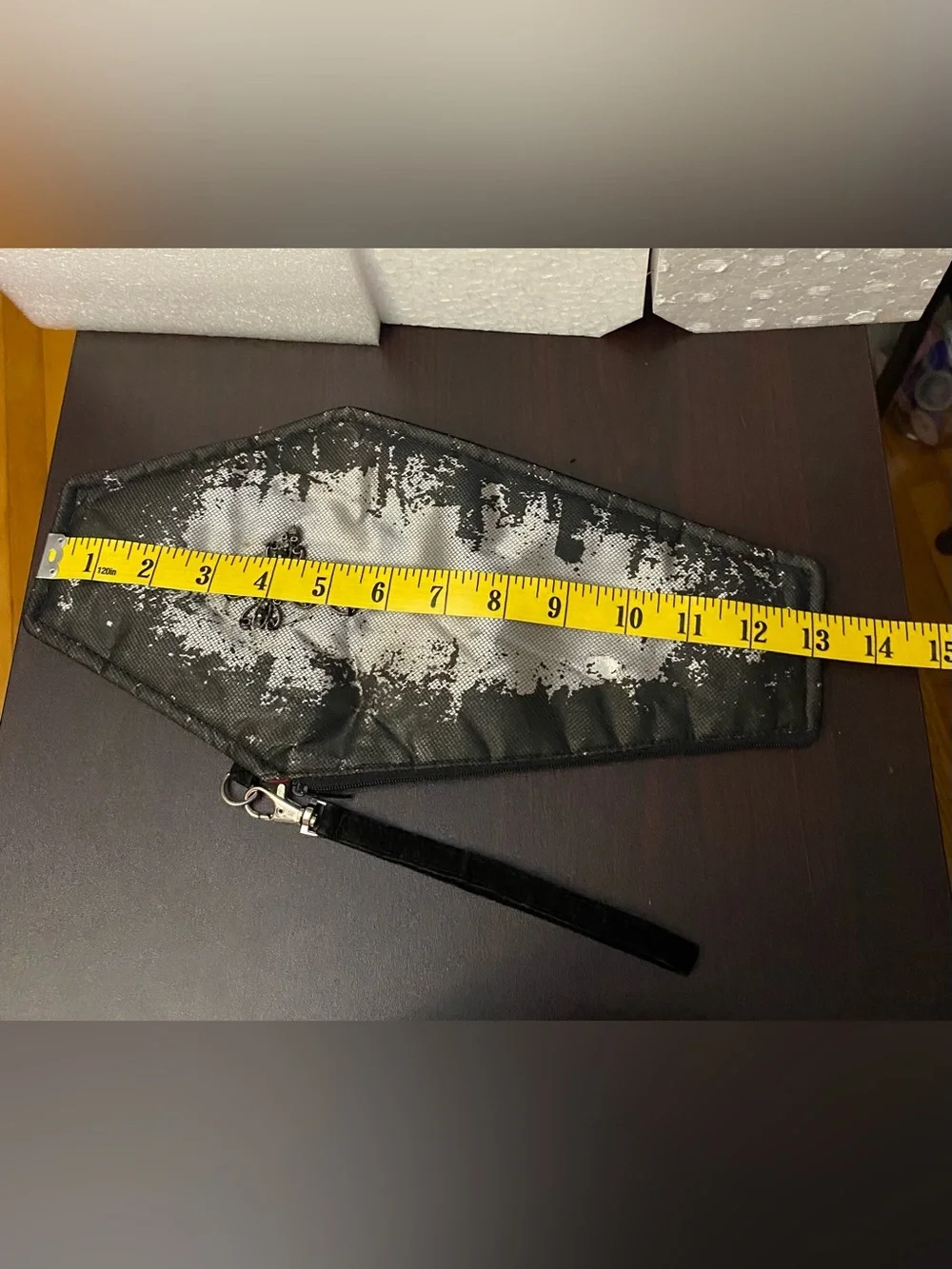 Coffin-Shaped Wristlet Clutch bag  in Black and Silver